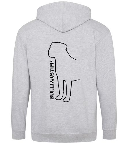 Unisex Bullmastiff (Standing) Zipped Hoodie Heather Grey (Black)