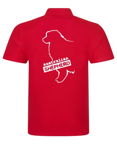 Unisex Australian Shepherd Polo Shirt Red (White)
