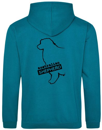 Unisex Australian Shepherd Pullover Hoodie Jade (Black)
