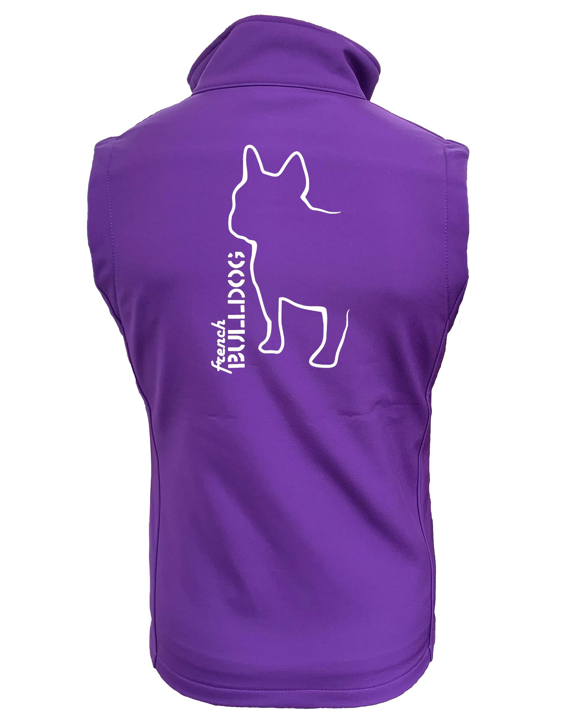 Unisex French Bulldog (Outline) Softshell Jacket Purple (White)