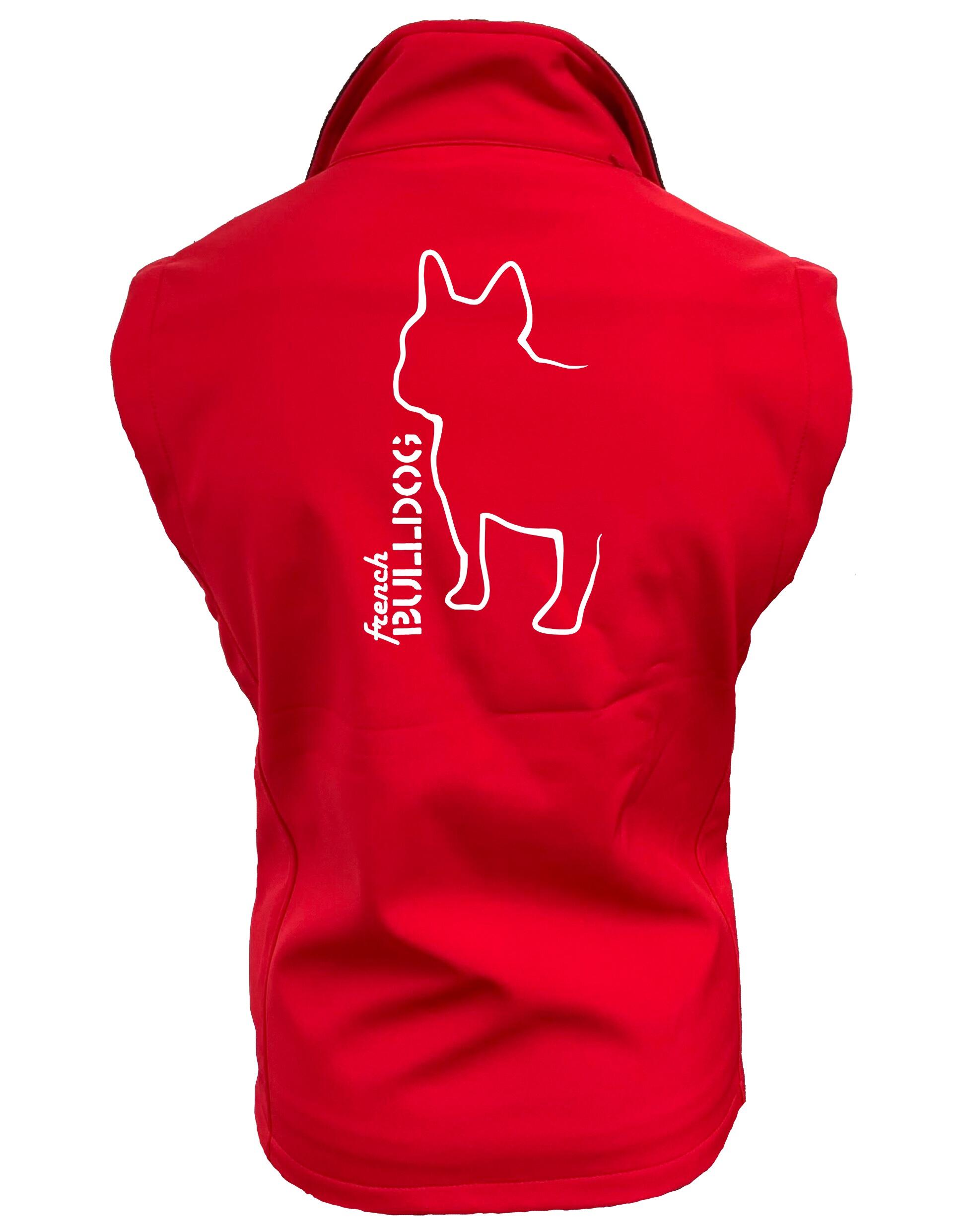 Unisex French Bulldog (Outline) Softshell Jacket Red (White)