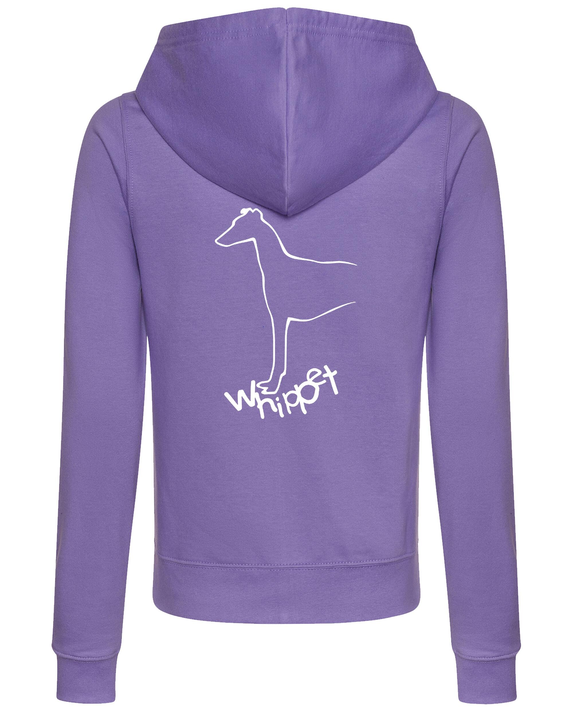Female Whippet Zipped Hoodie Lavender (White)