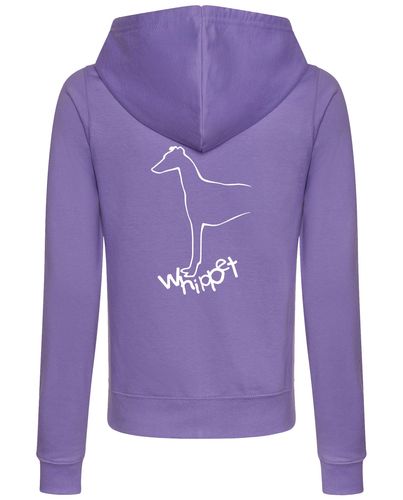 Female Whippet Zipped Hoodie Lavender (White)