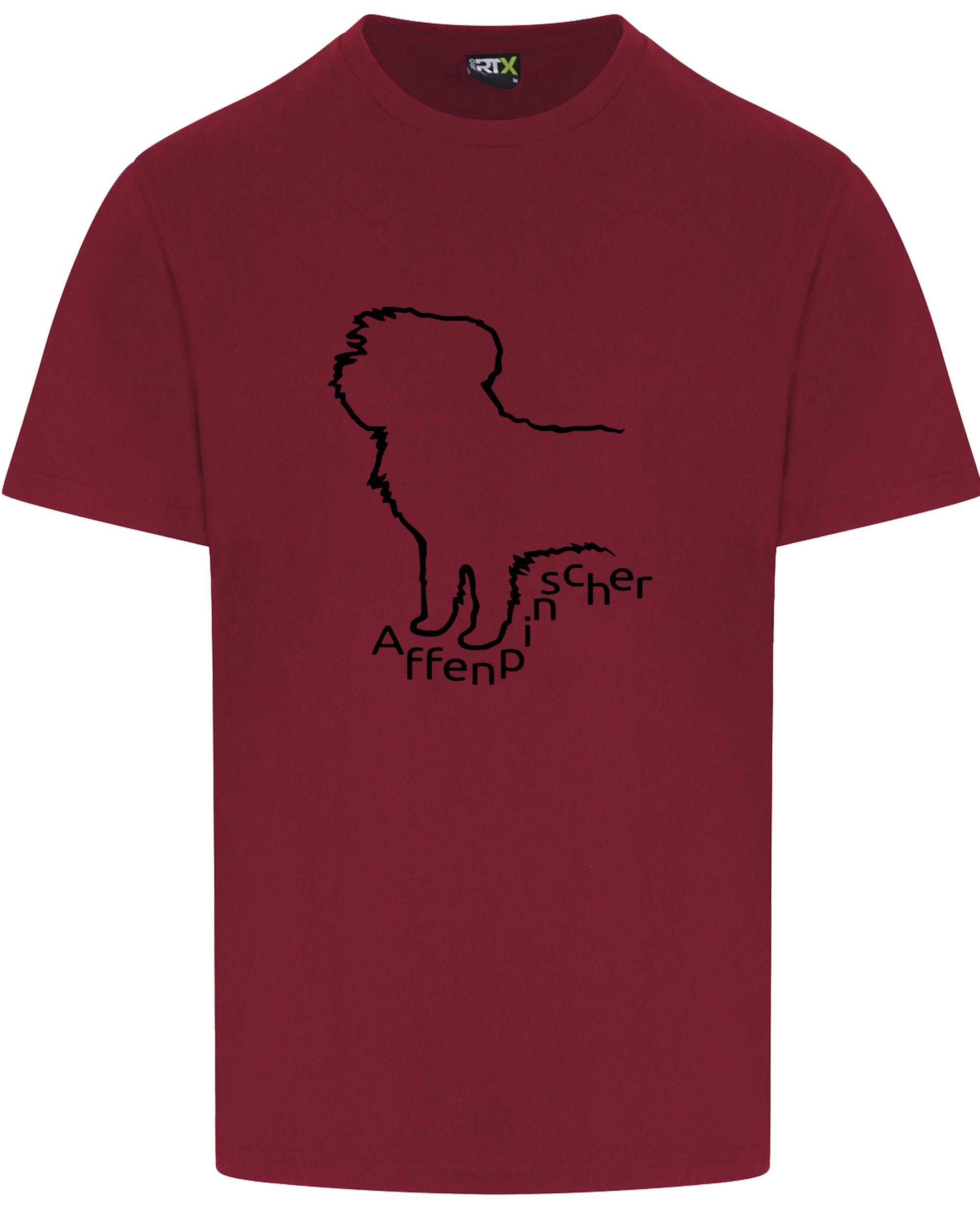 Unisex Affenpinscher Roundneck T-Shirt Burgundy (Black)