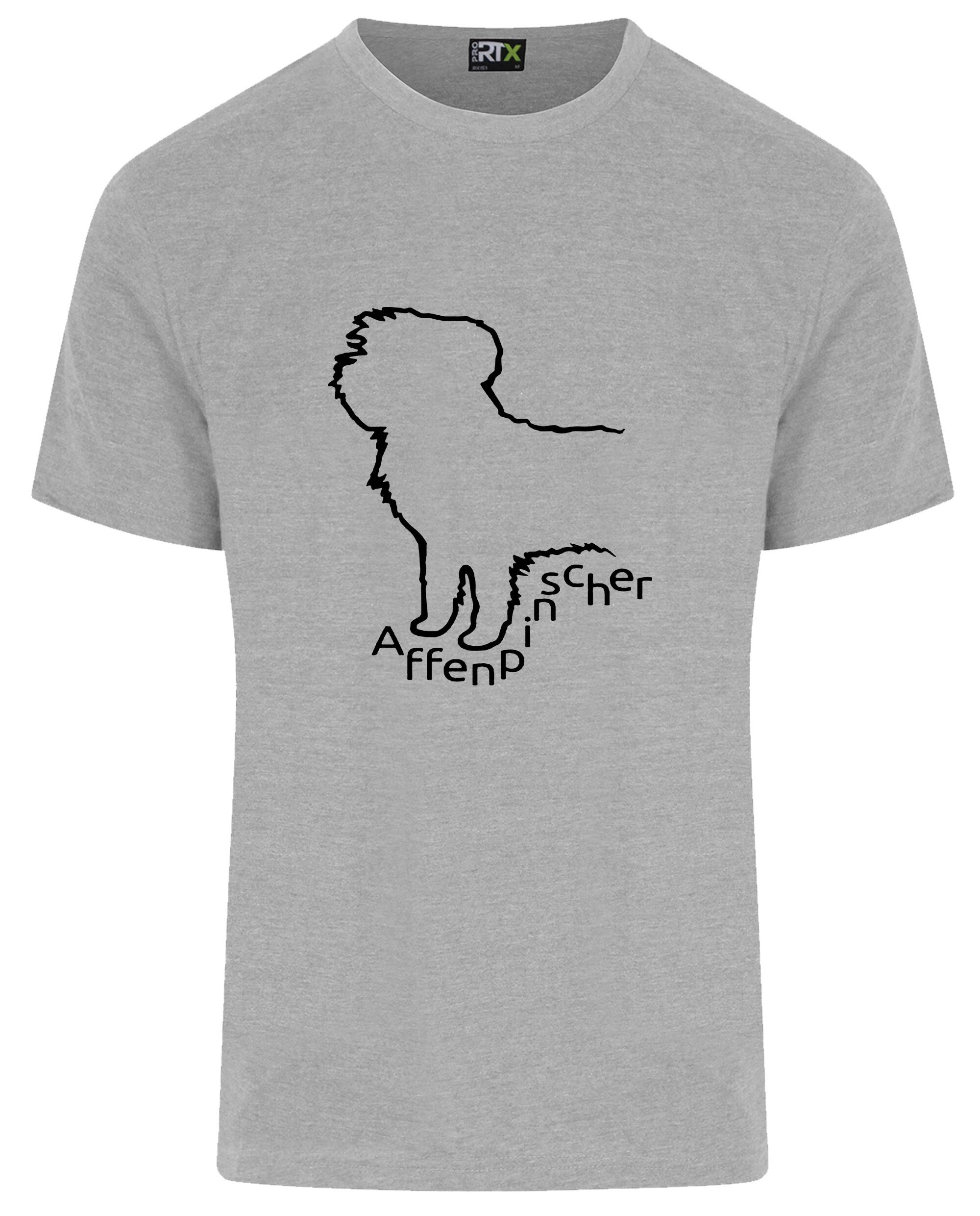 Unisex Affenpinscher Roundneck T-Shirt Heather Grey (Black)