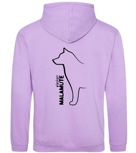 Unisex Alaskan Malamute Pullover Hoodie Lavender (Black)