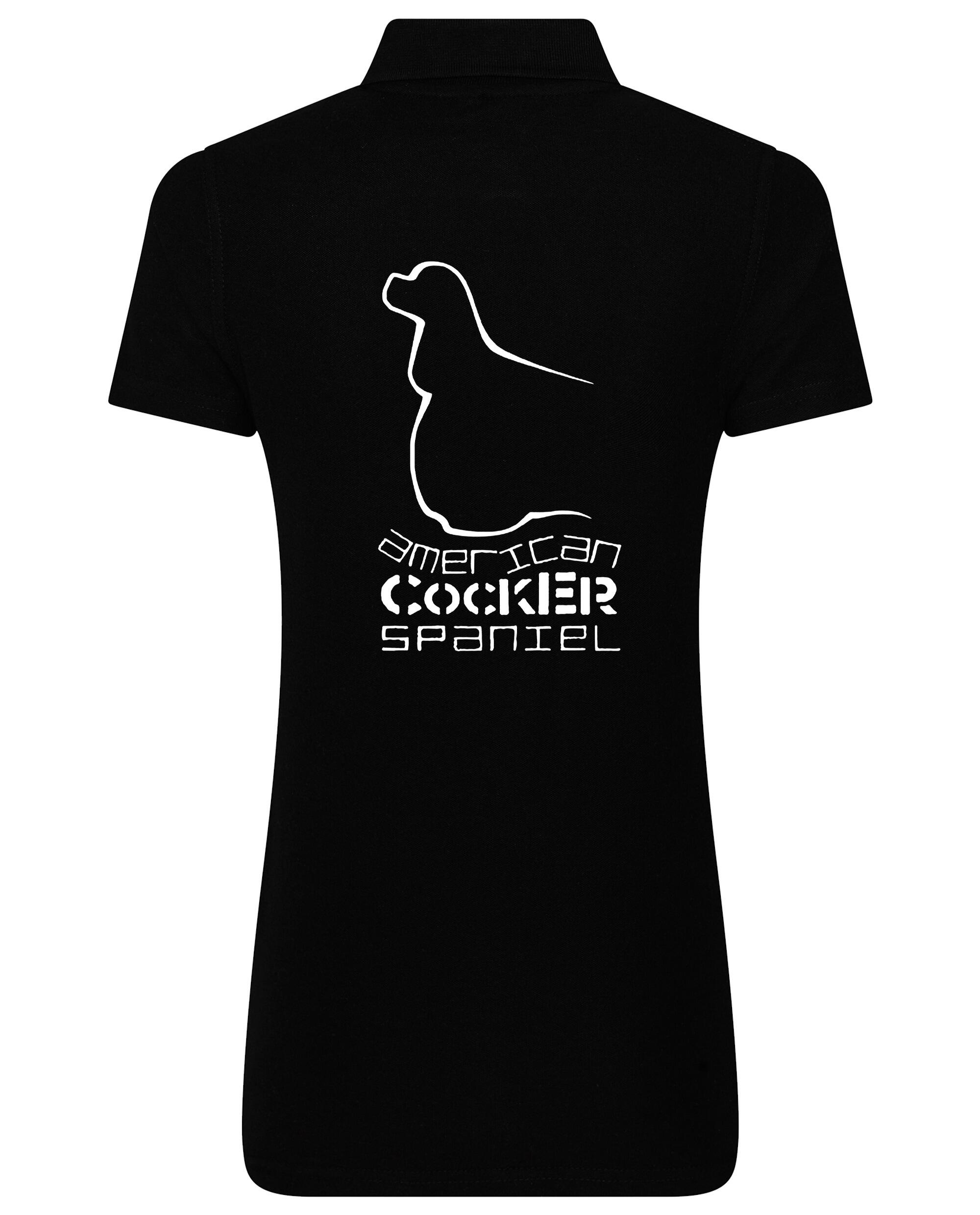 Female American Cocker Spaniel Polo Shirt Black (White)