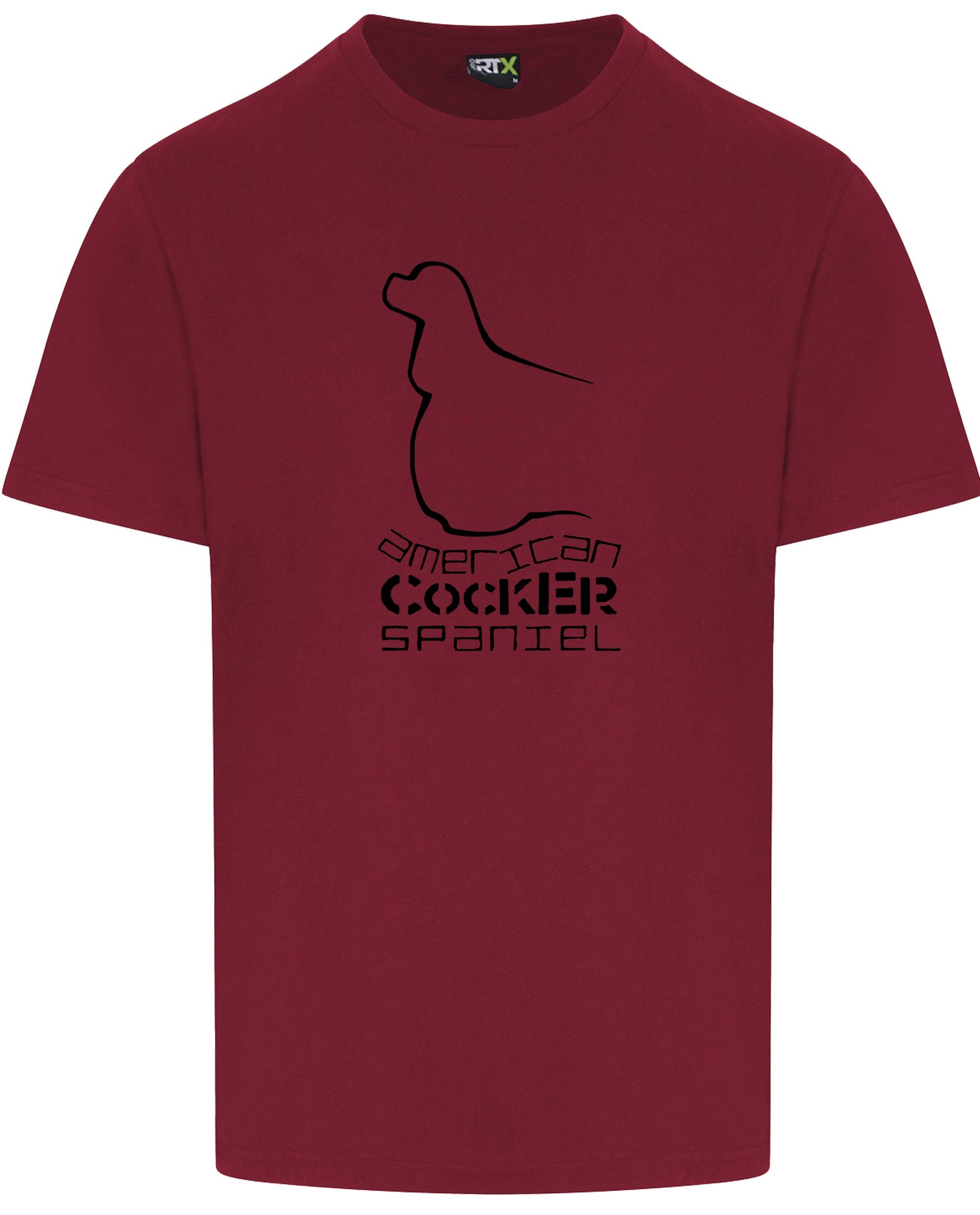 Unisex American Cocker Spaniel Roundneck T-Shirt Burgundy (Black)
