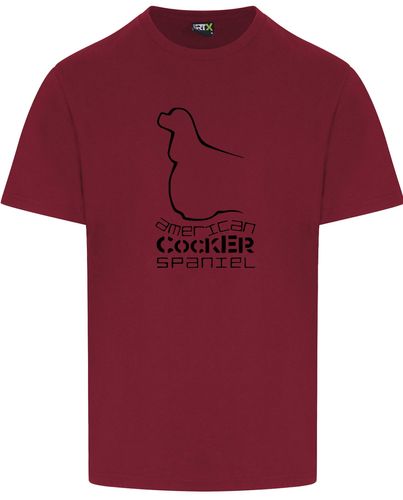 Unisex American Cocker Spaniel Roundneck T-Shirt Burgundy (Black)