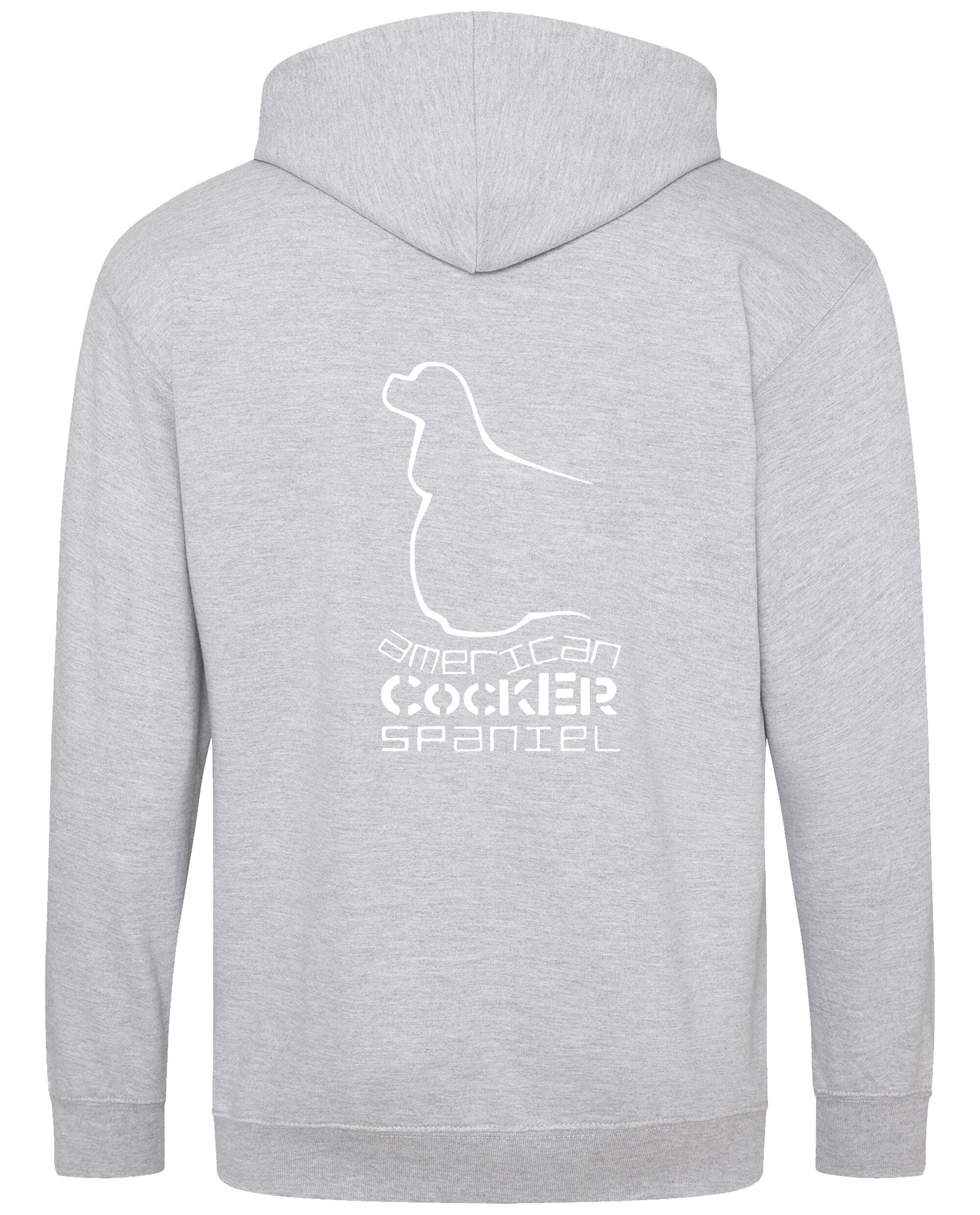 Unisex American Cocker Spaniel Zipped Hoodie Heather Grey (White)