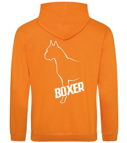Unisex Boxer Ear Up Pullover Hoodie Orange Crush (White)