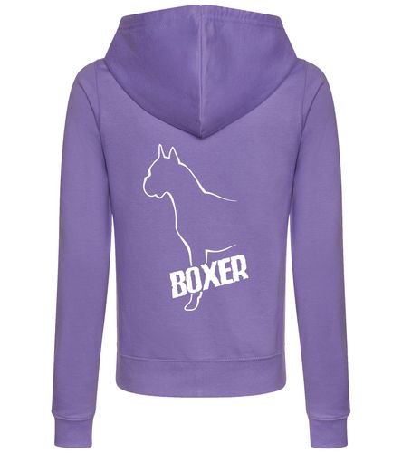 Female Boxer Ear Up Zipped Hoodie Lavender (White)