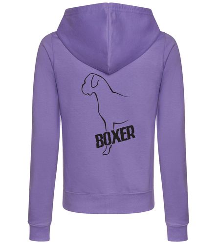 Female Boxer Ear Drop Zipped Hoodie Lavender (Black)