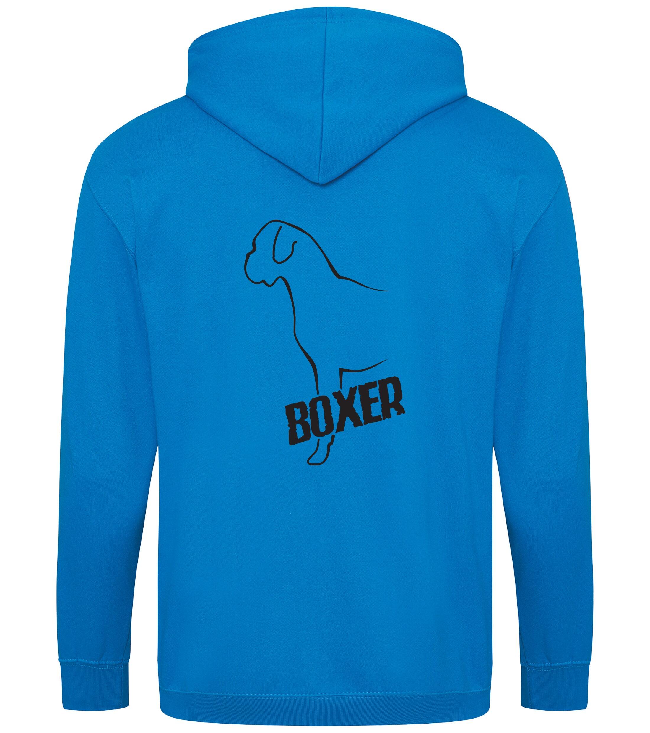 Unisex Boxer Ear Drop Zipped Hoodie Sapphire Blue (Black)