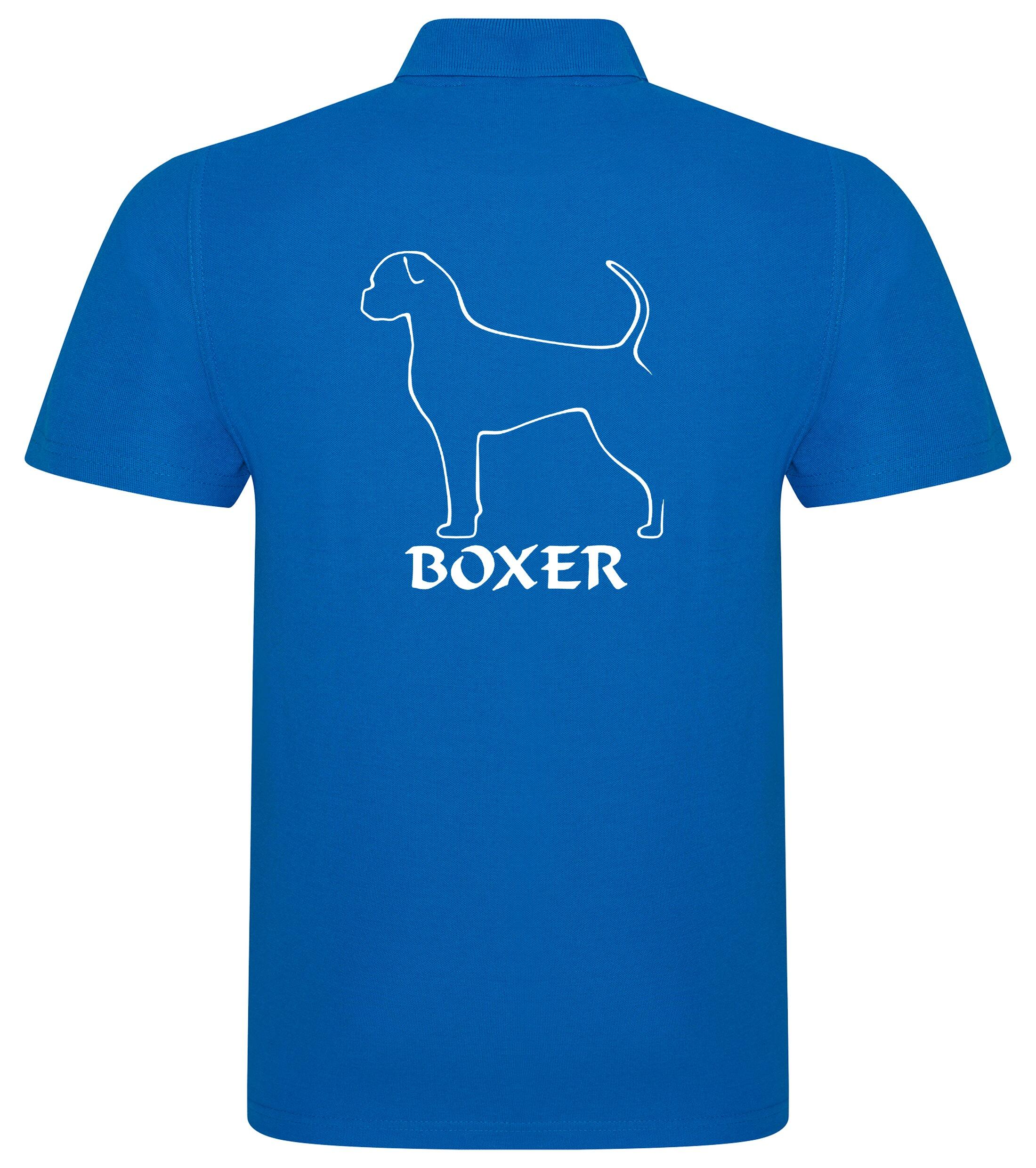 Unisex Boxer Ear Drop (2) Polo Shirt Sapphire Blue (White)