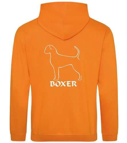 Unisex Boxer Ear Drop (2) Pullover Hoodie Orange Crush (White)