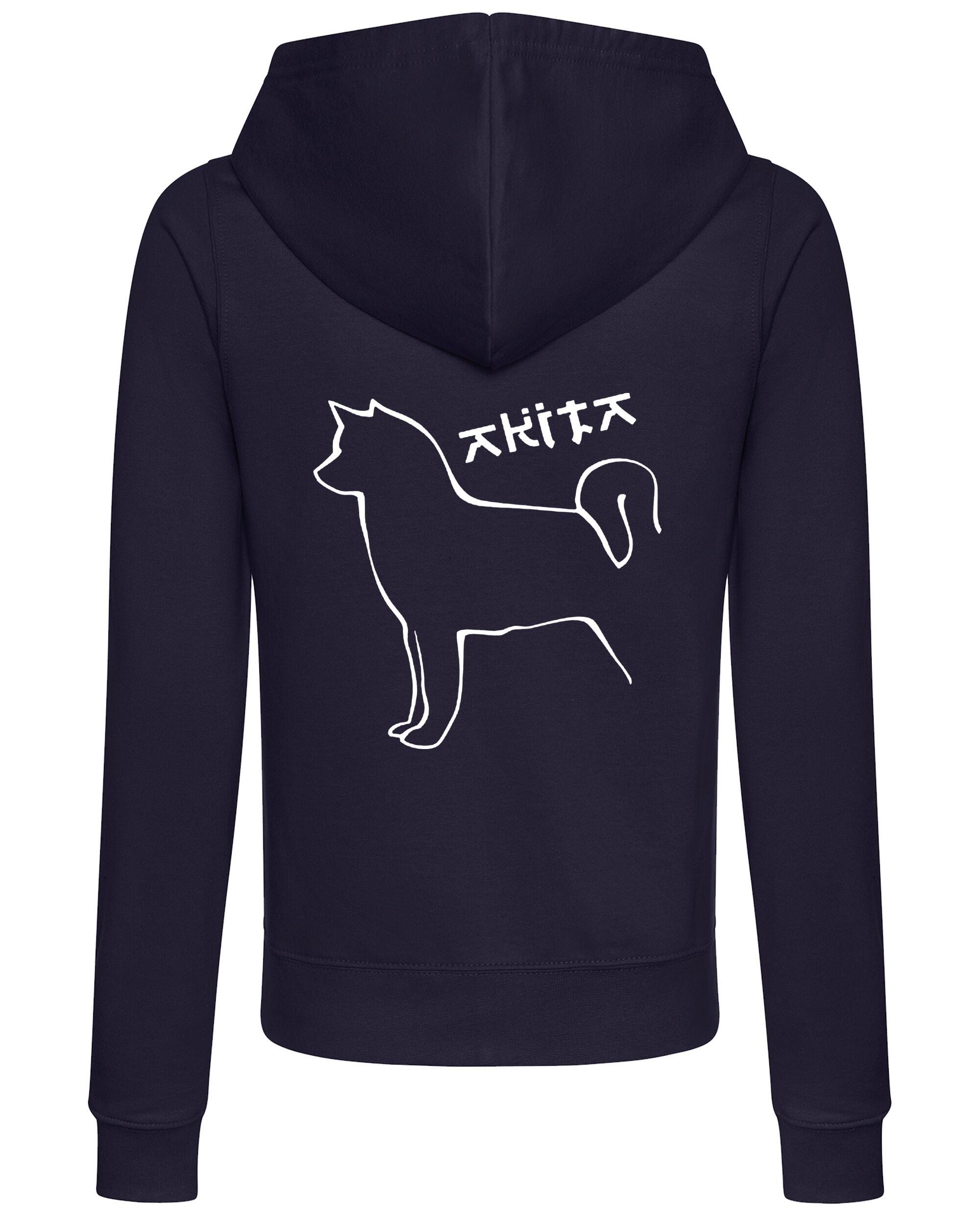 Female Akita Zipped Hoodie French Navy (White)