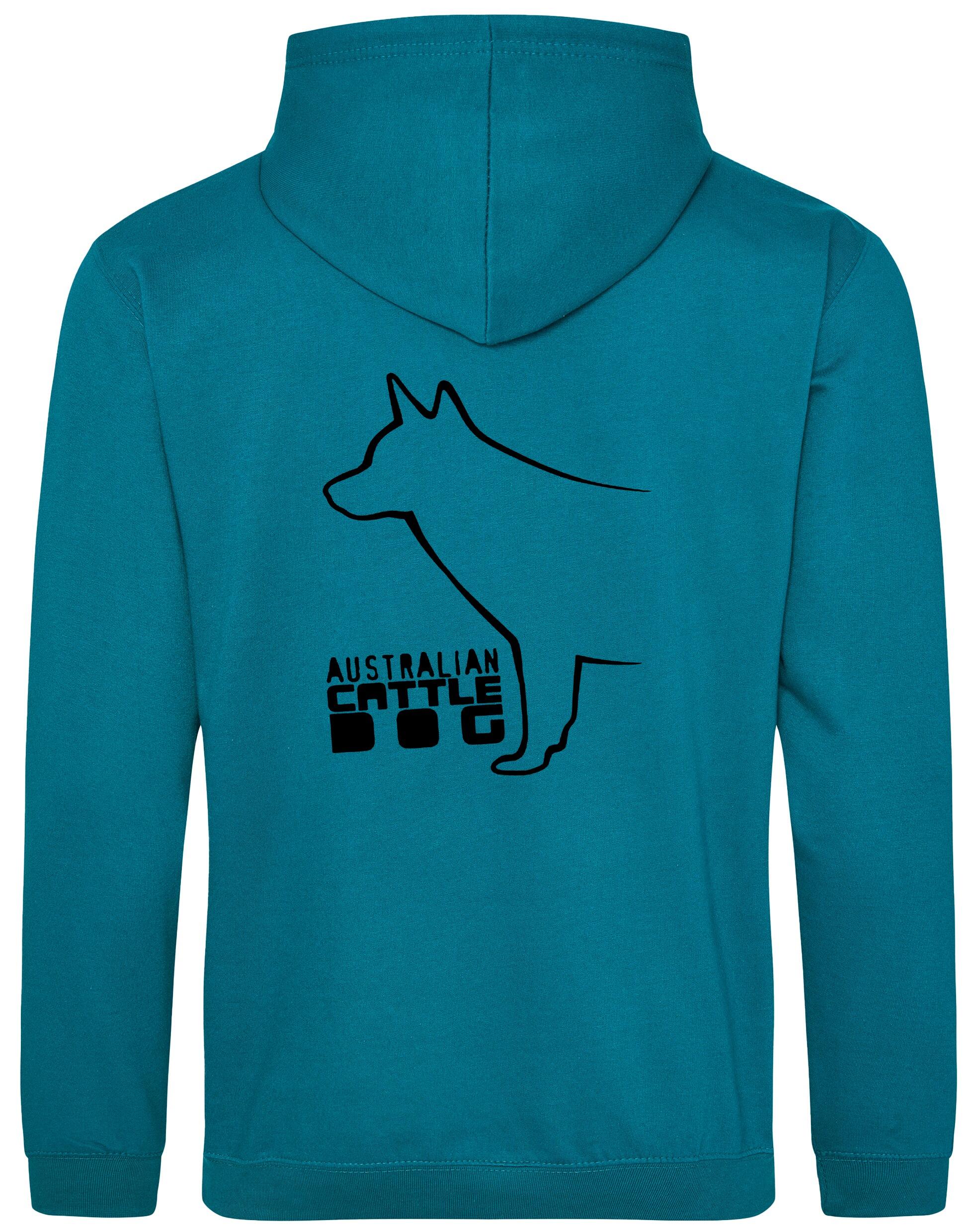 Unisex Australian Cattle Dog Pullover Hoodie Jade (Black)