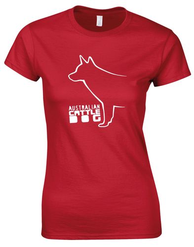 Female Australian Cattle Dog Roundneck T-Shirt Red (White)
