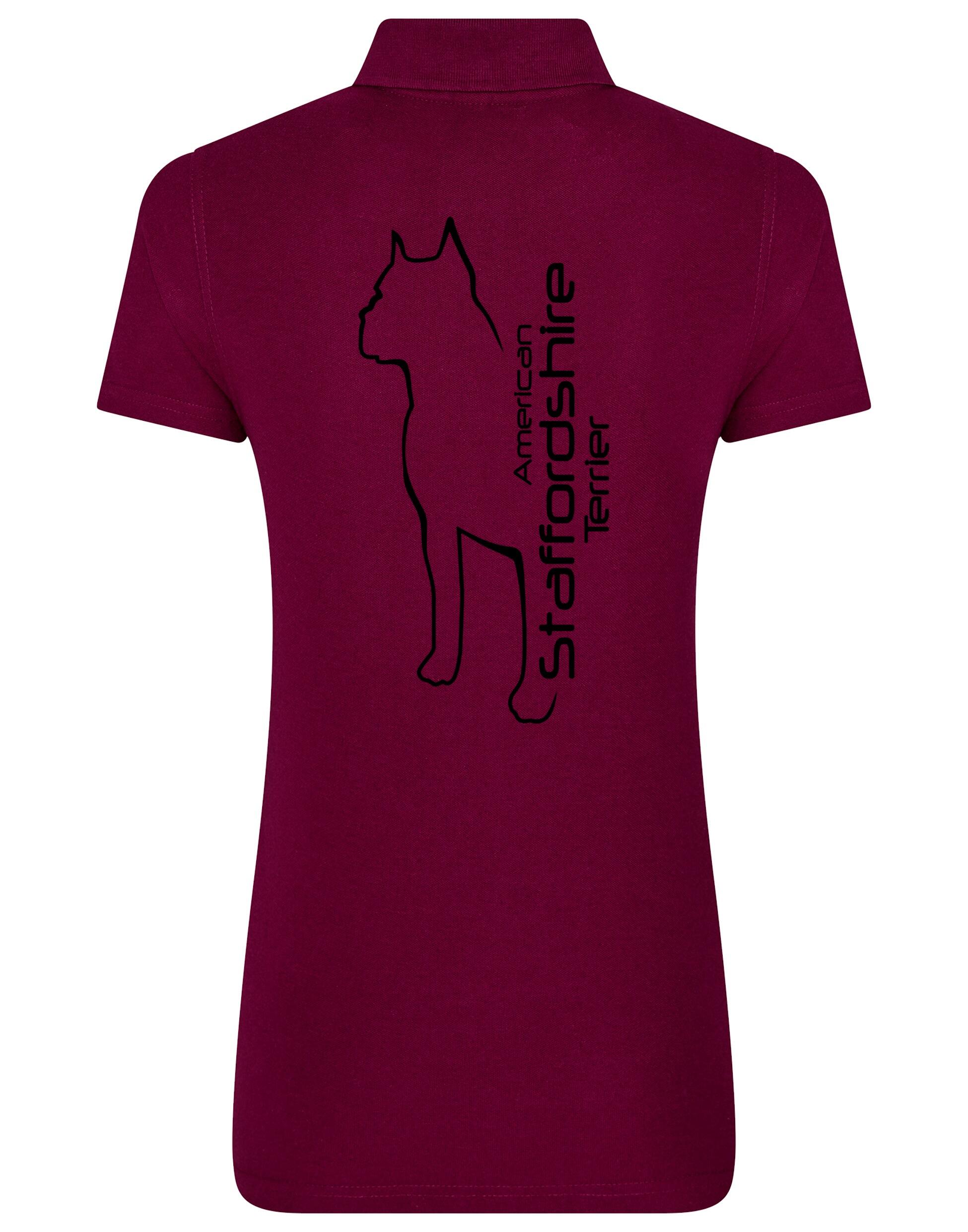 Female American Staffordshire Terrier Polo Shirt Burgundy (Black)