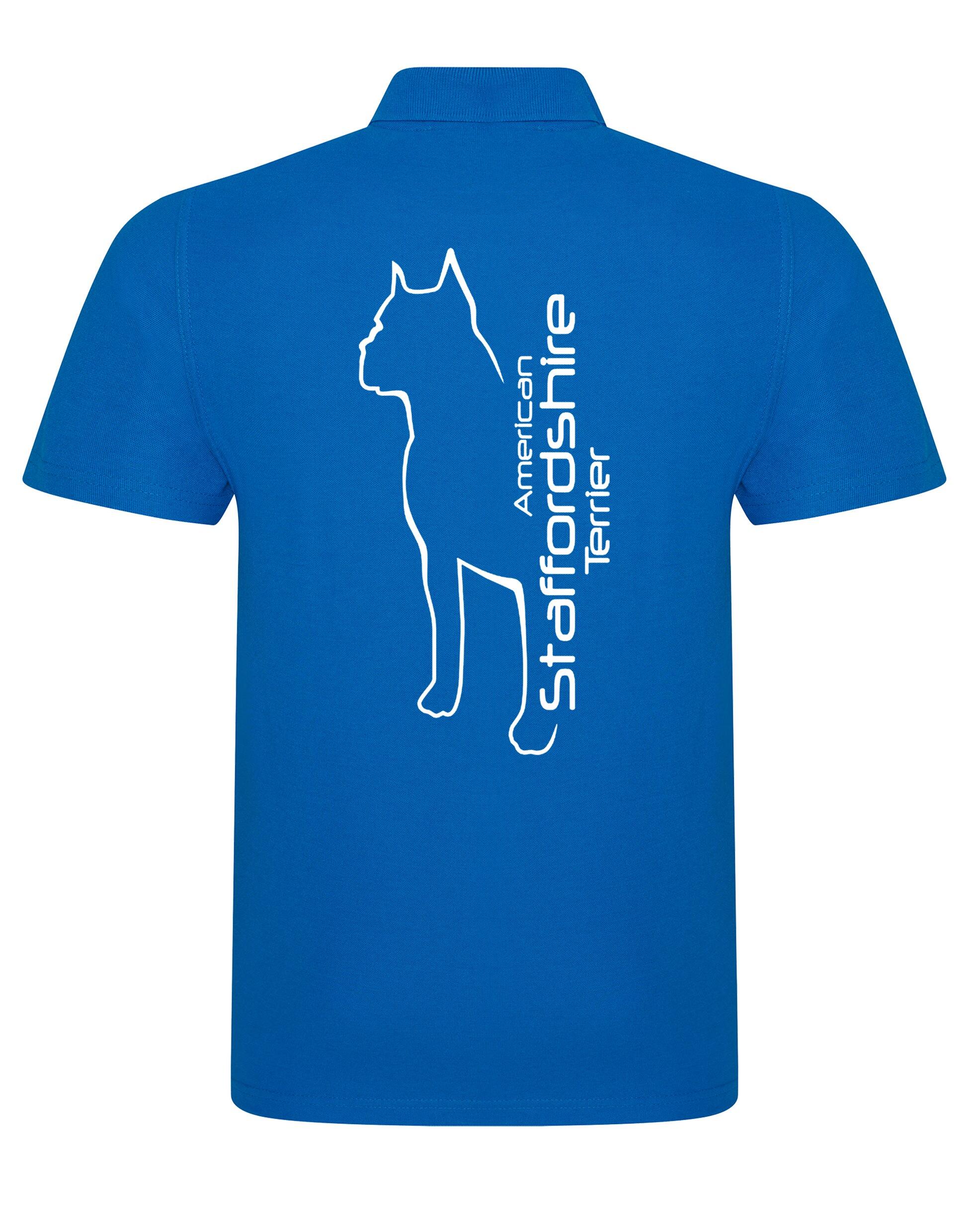 Unisex American Staffordshire Terrier Polo Shirt Sapphire Blue (White)