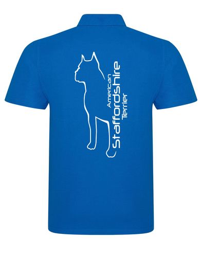 Unisex American Staffordshire Terrier Polo Shirt Sapphire Blue (White)