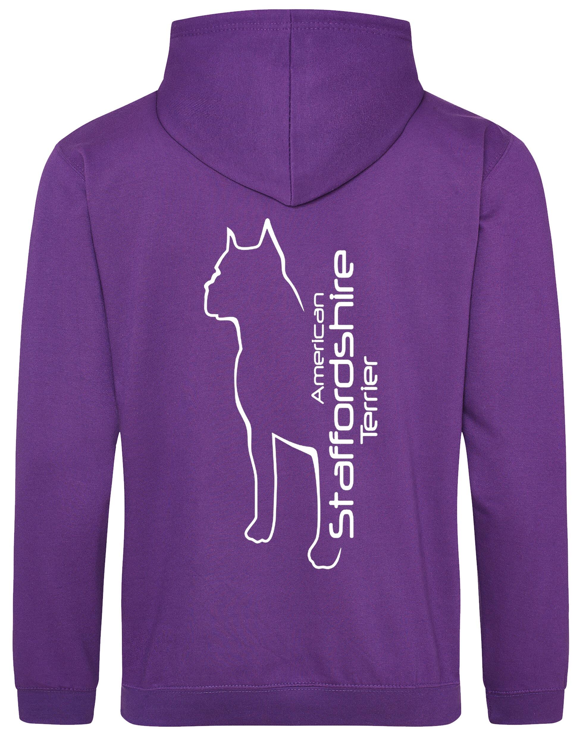 Unisex American Staffordshire Terrier Pullover Hoodie Purple (White)