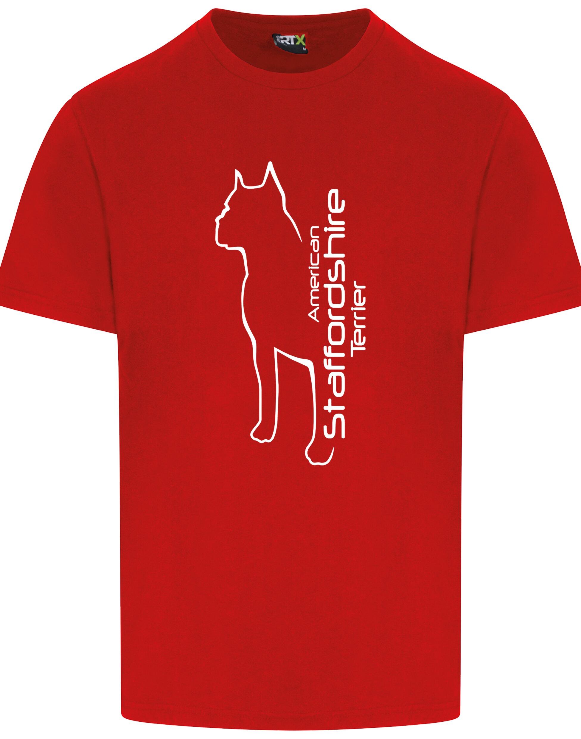 Unisex American Staffordshire Terrier Roundneck T-Shirt Red (White)