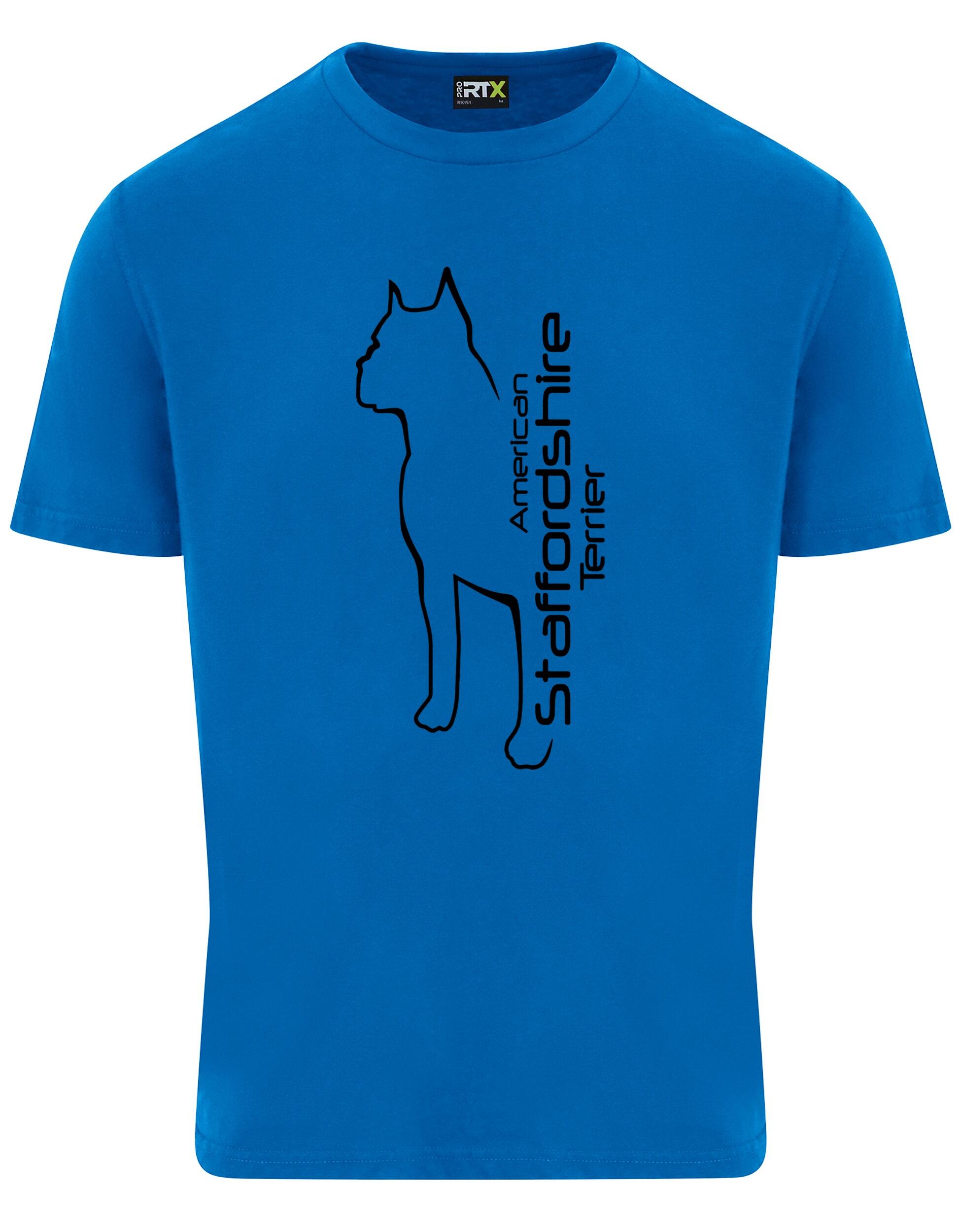 Unisex American Staffordshire Terrier Roundneck T-Shirt Sapphire Blue (Black)