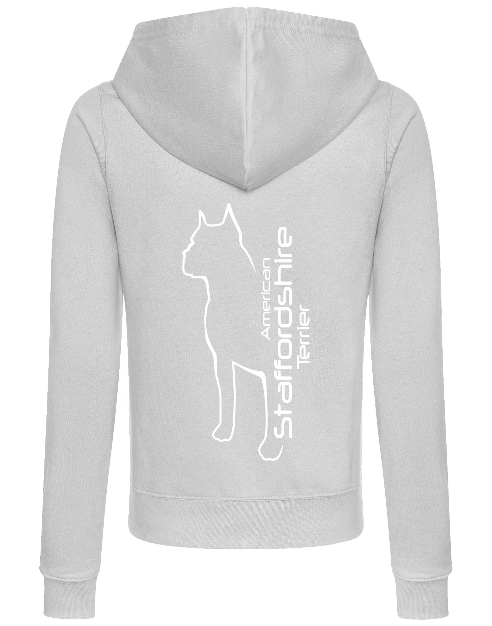 Female American Staffordshire Terrier Zipped Hoodie Heather Grey (White)