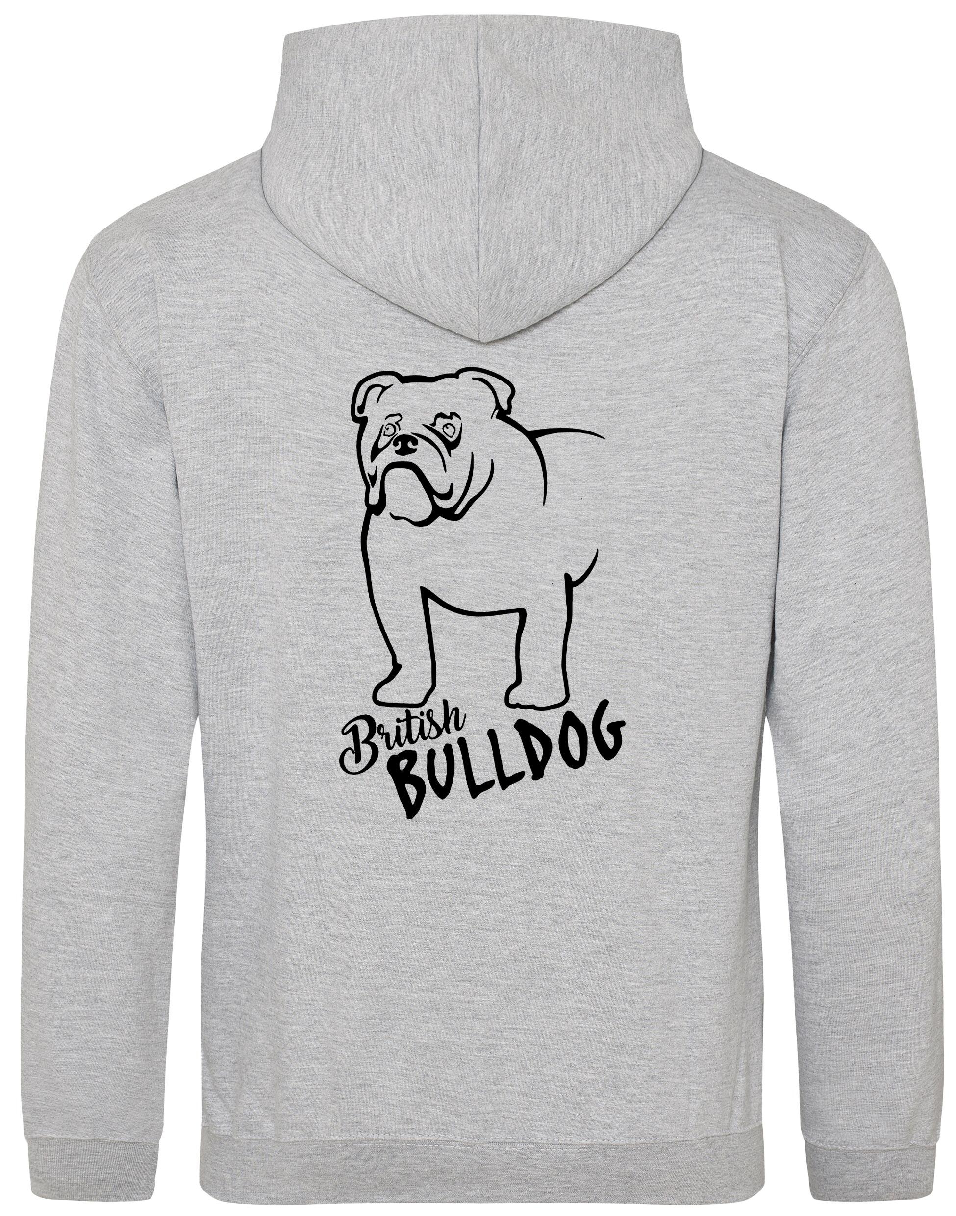Unisex British Bulldog Pullover Hoodie Heather Grey (Black)