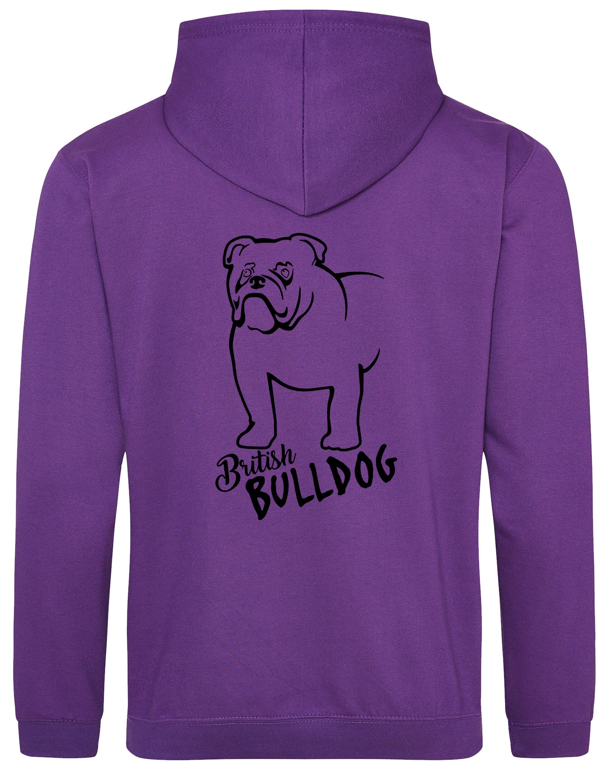 Unisex British Bulldog Pullover Hoodie Purple (Black)