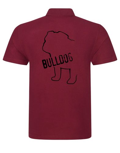 Unisex Bulldog (Body Design) Polo Shirt Burgundy (Black)