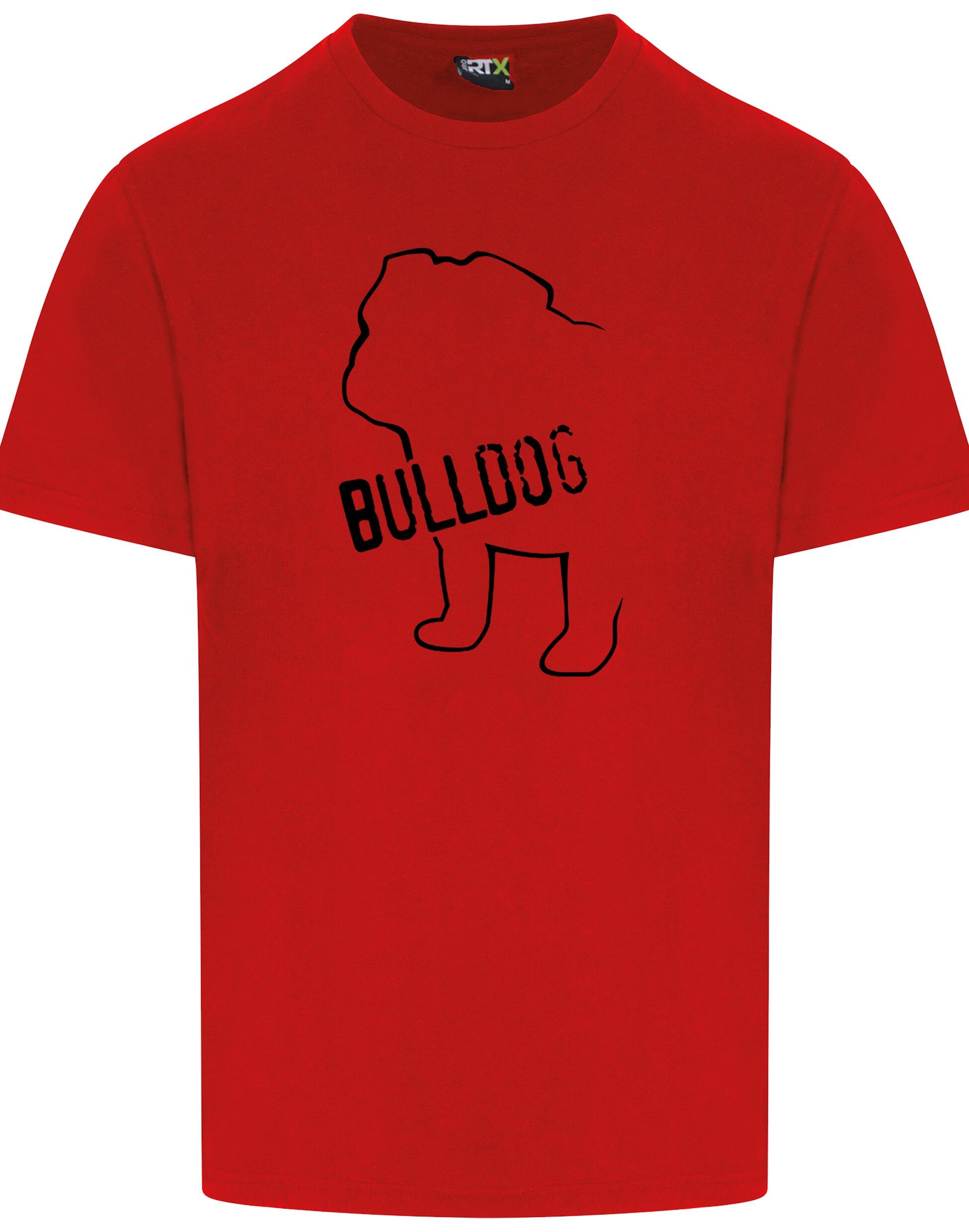 Unisex Bulldog (Body Design) Roundneck T-Shirt Red (Black)