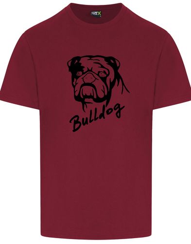Unisex Bulldog (Head Design) Roundneck T-Shirt Burgundy (Black)