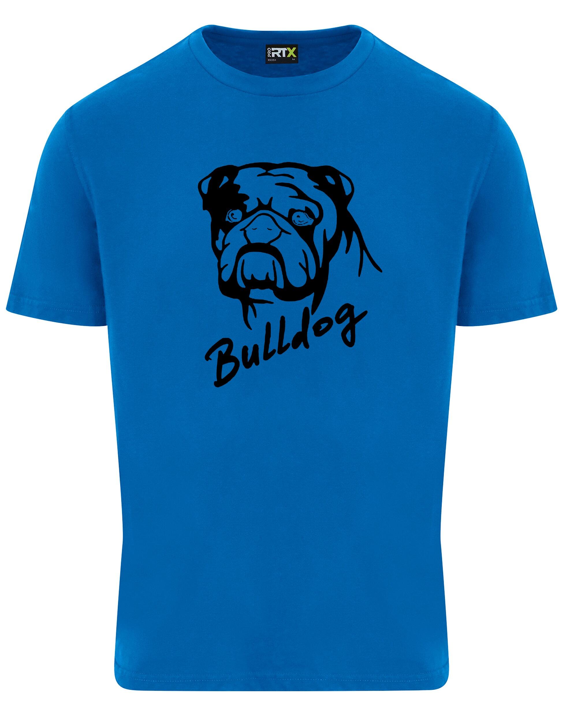 Unisex Bulldog (Head Design) Roundneck T-Shirt Sapphire Blue (Black)