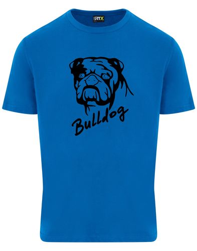 Unisex Bulldog (Head Design) Roundneck T-Shirt Sapphire Blue (Black)