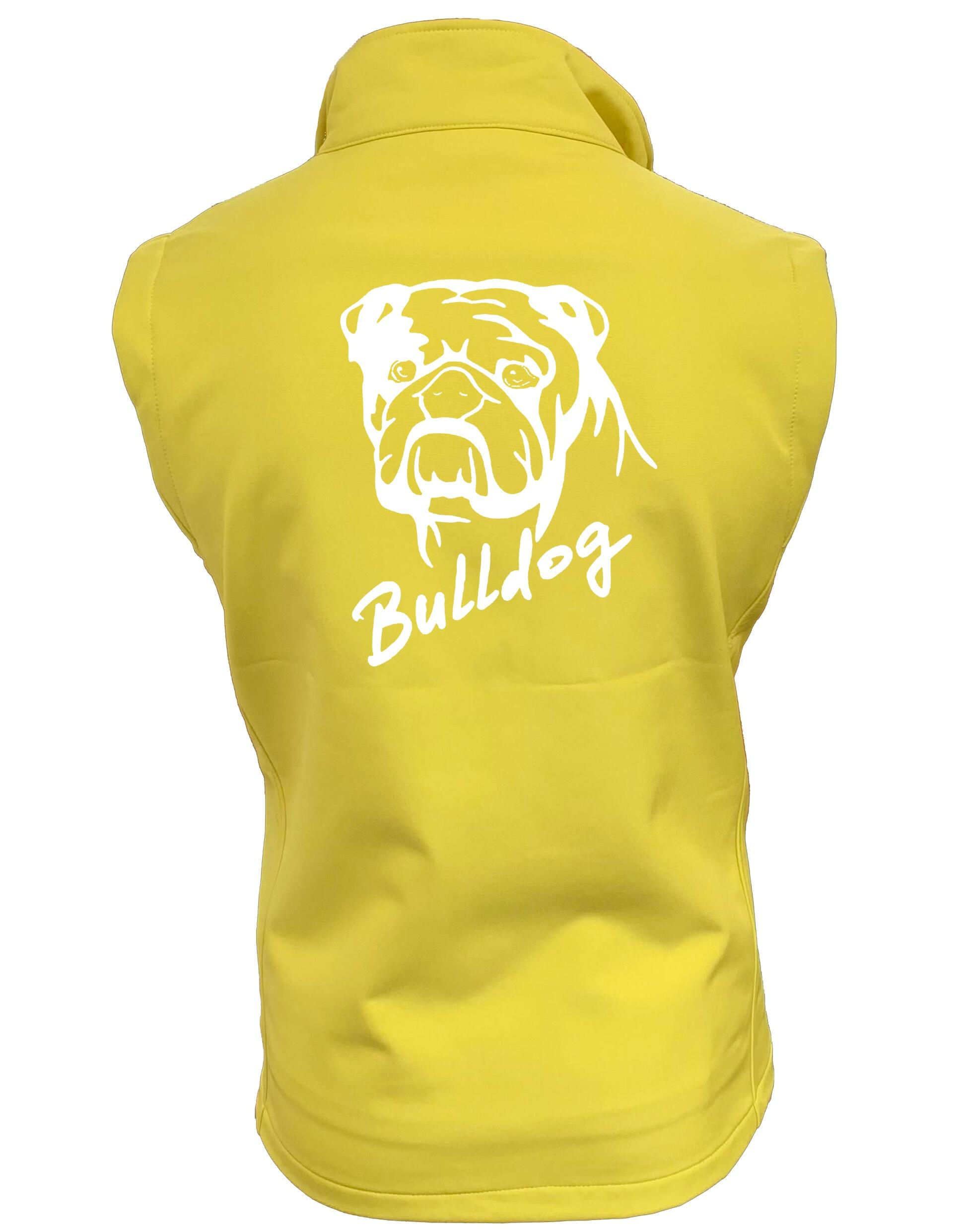 Female Bulldog (Head Design) Softshell Jacket Yellow (White)