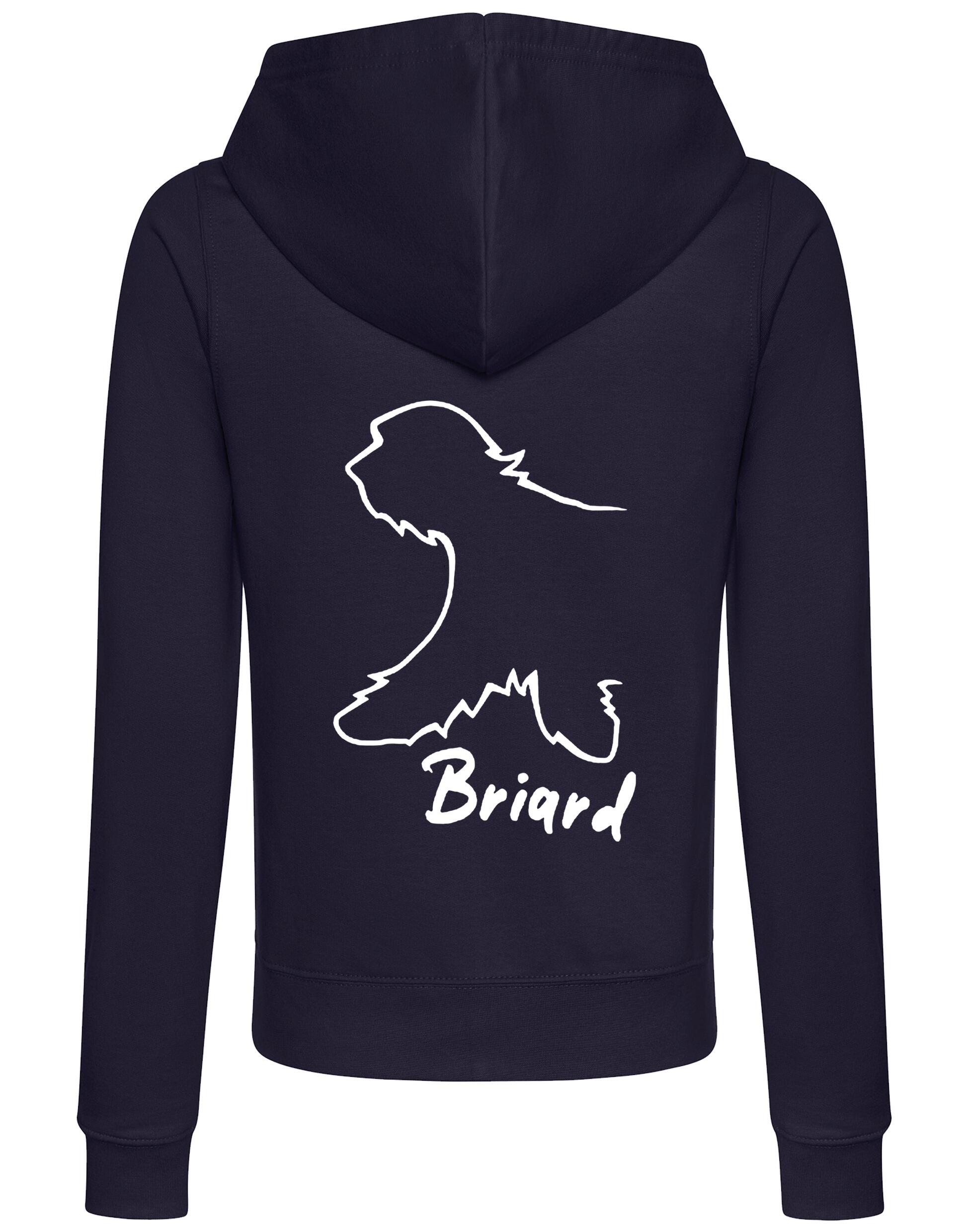 Female Briard Zipped Hoodie French Navy (White)