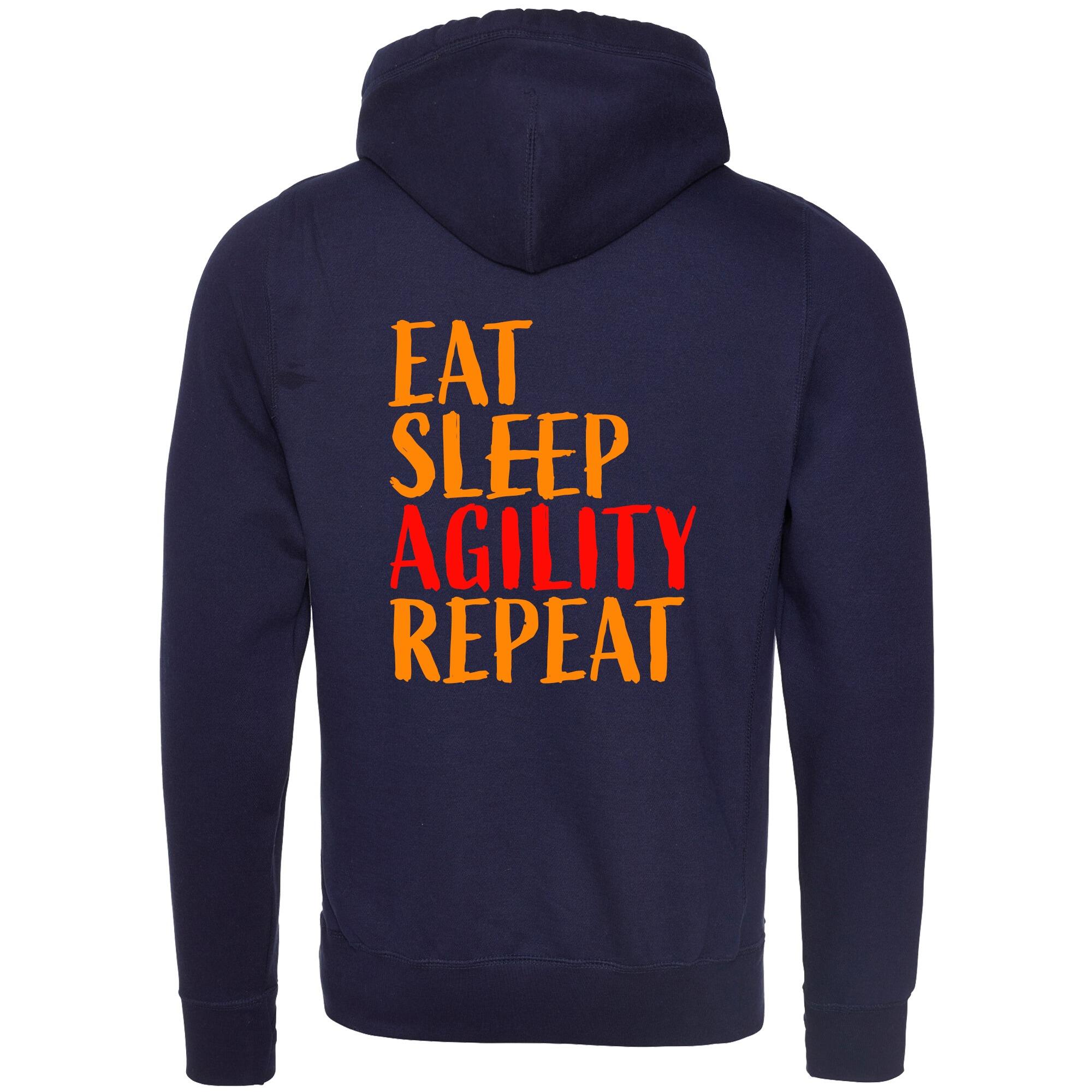Oxford Navy Cross Neck Hoodies with "Eat Sleep Agility Repeat" Orange Print - Agility Lifestyle Collection