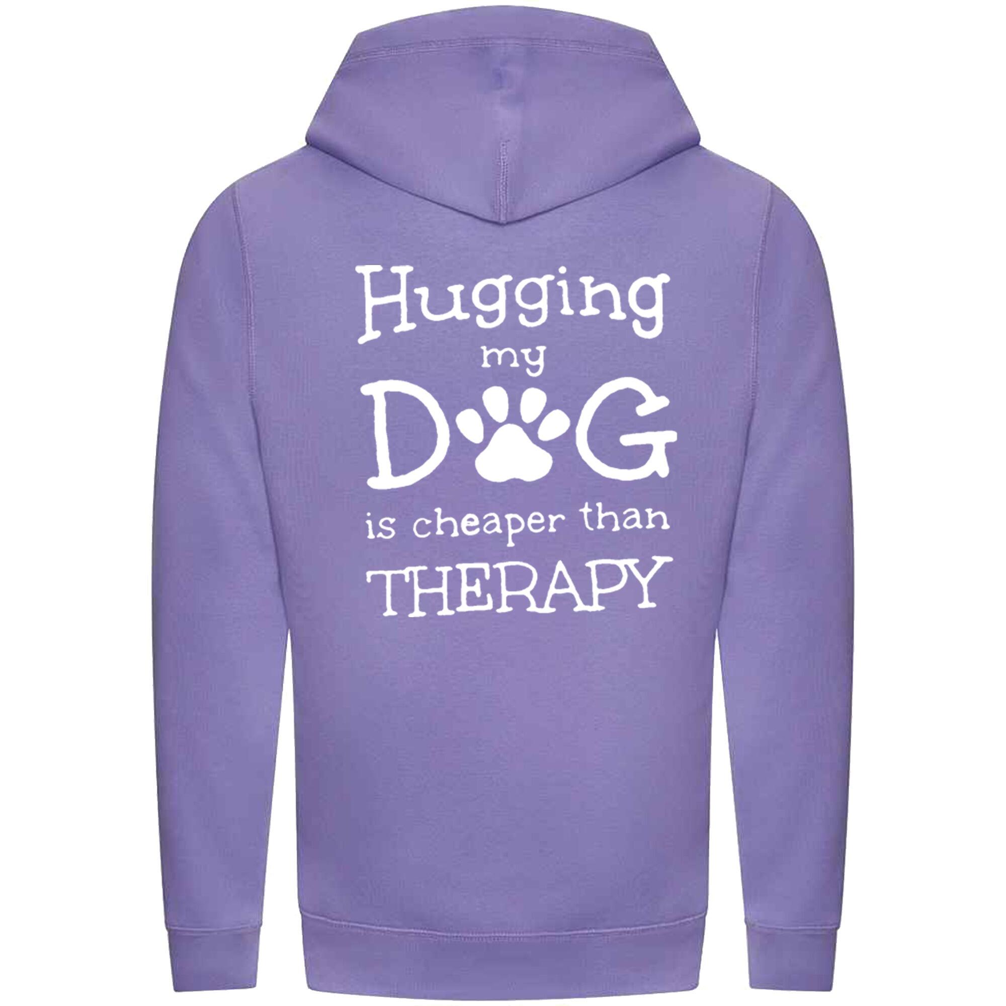 Digital Lavender Cross Neck Hoodies with "Hugging My Dog Is Cheaper" White Print - Agility Lifestyle Collection
