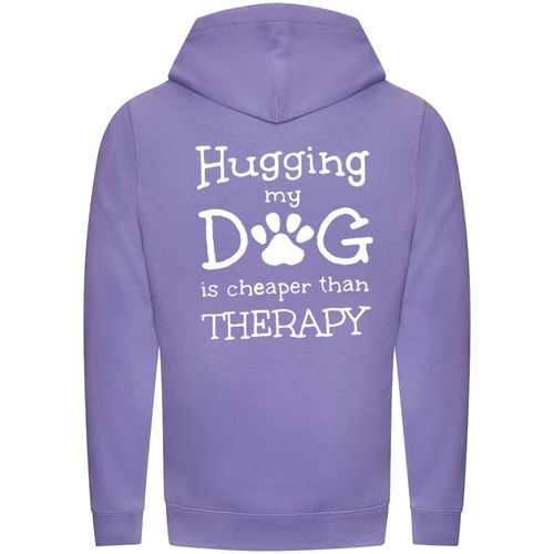 Digital Lavender Cross Neck Hoodies with "Hugging My Dog Is Cheaper" White Print - Agility Lifestyle Collection