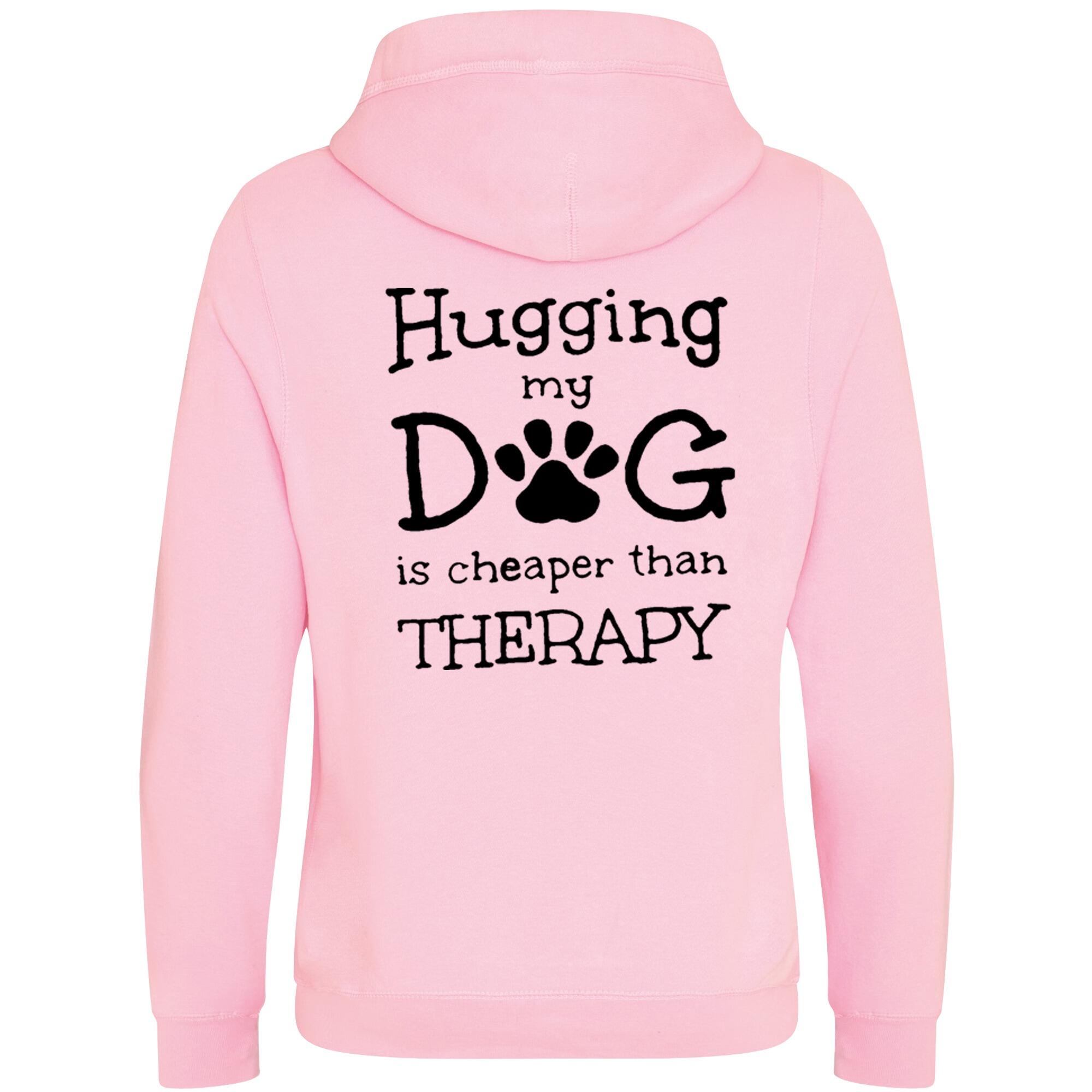 Baby Pink Cross Neck Hoodies with "Hugging My Dog Is Cheaper" Black Print - Agility Lifestyle Collection