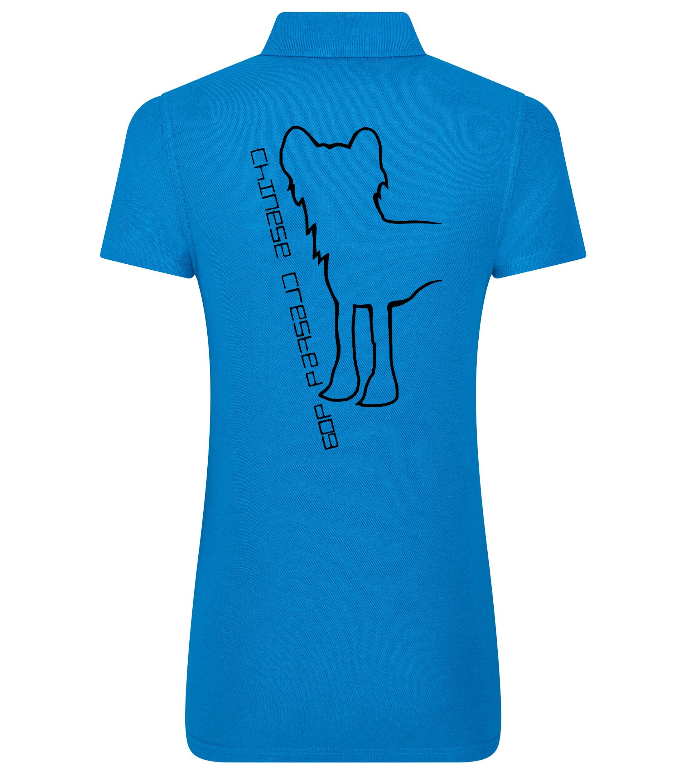 Women’s Cotton Polo with Chinese Crested Dog Breed Design – Style for Chinese Crested Enthusiasts
