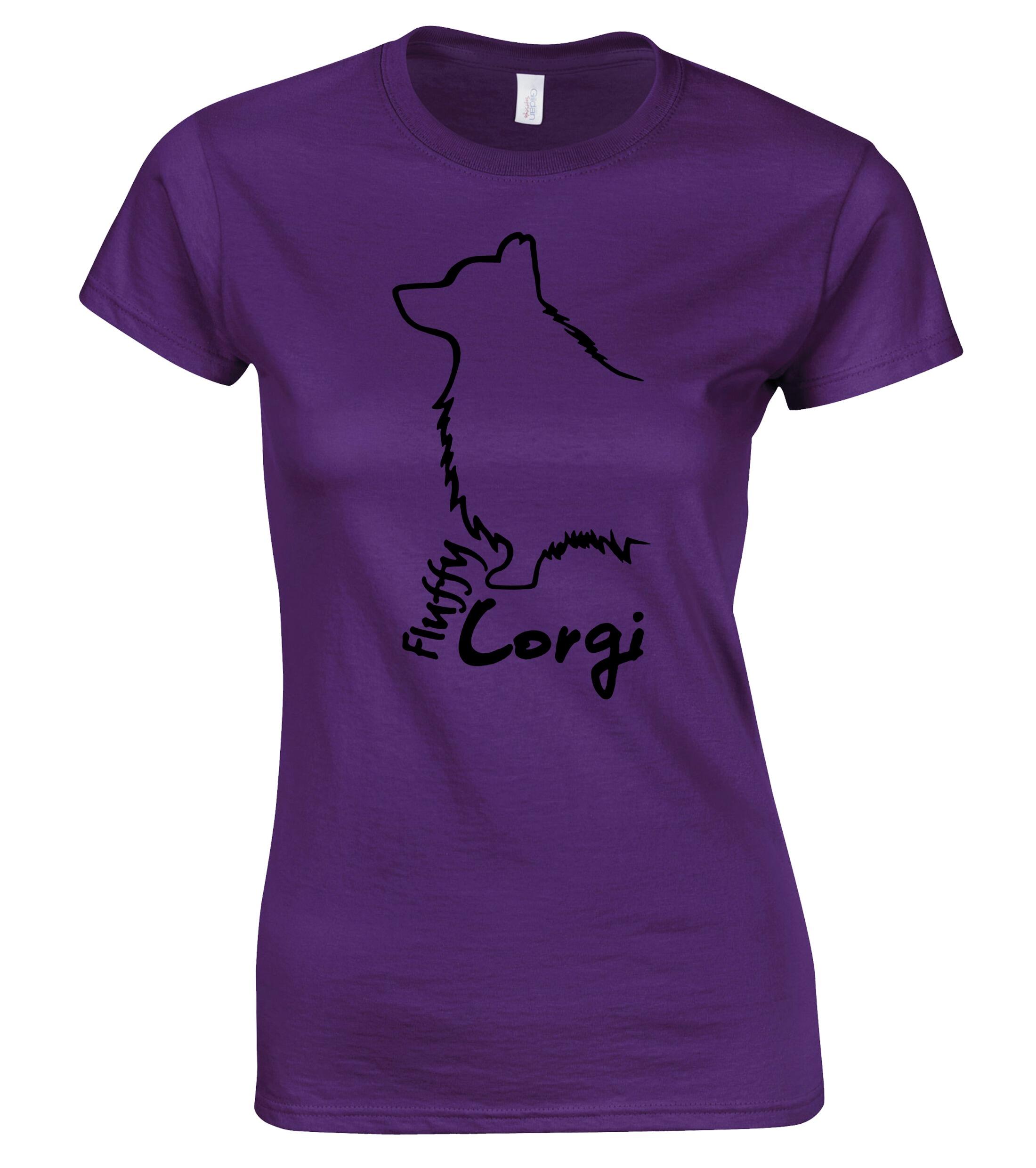 Female Roundneck T-shirt with Corgi Fluffy Dog Breed Design – Perfect for Corgi Fluffy Enthusiasts