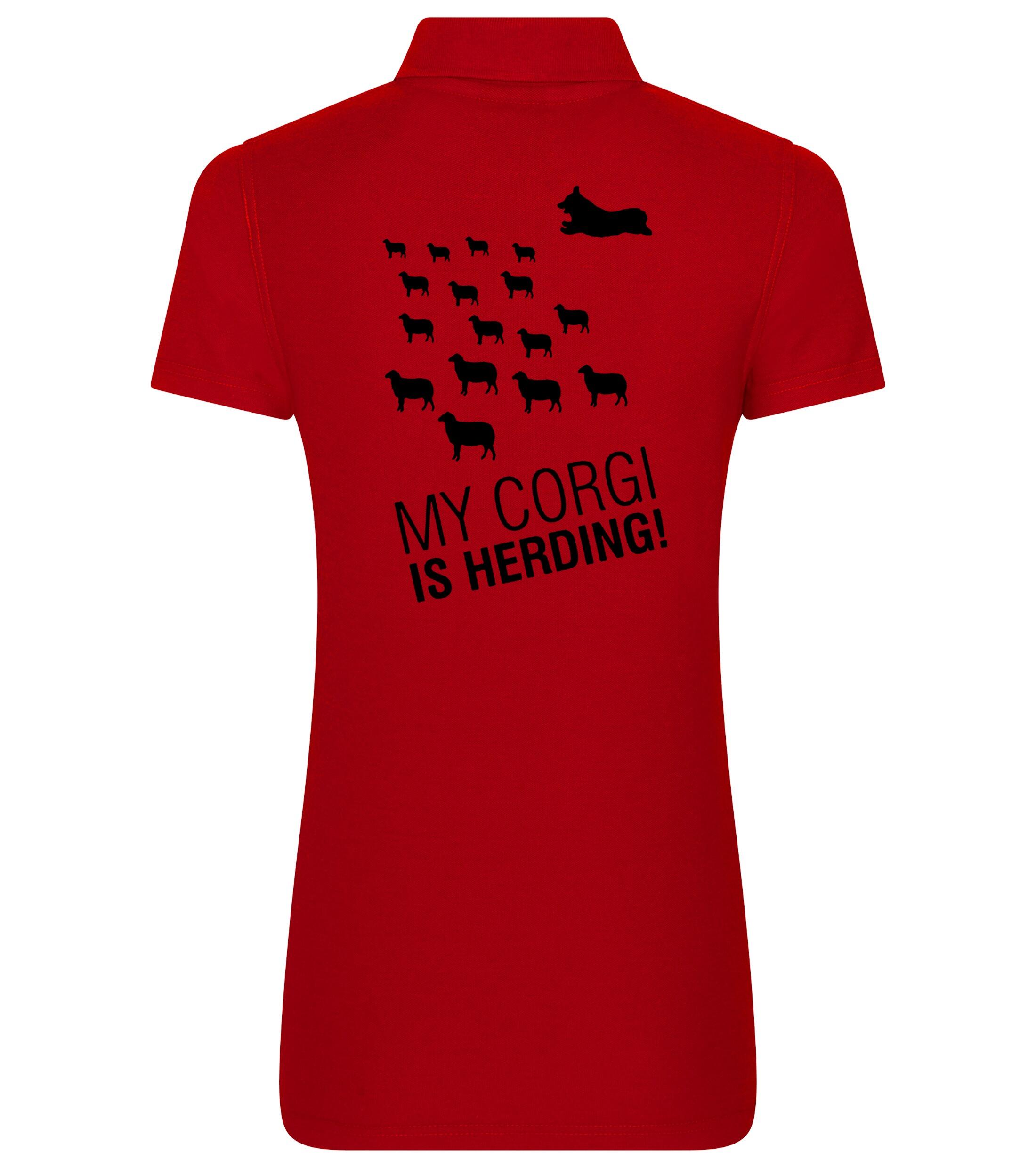 Women’s Cotton Polo with Corgi Herding Dog Breed Design – Elegance for Corgi Herding Enthusiasts