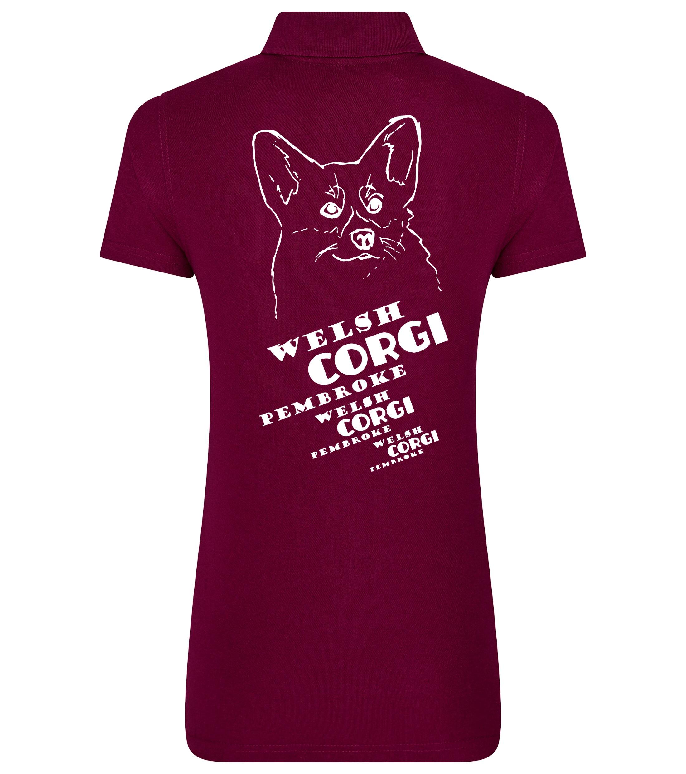 Women’s Cotton Polo with Corgi Pembroke (Face) Dog Breed Design – Stylish Comfort for Corgi Lovers