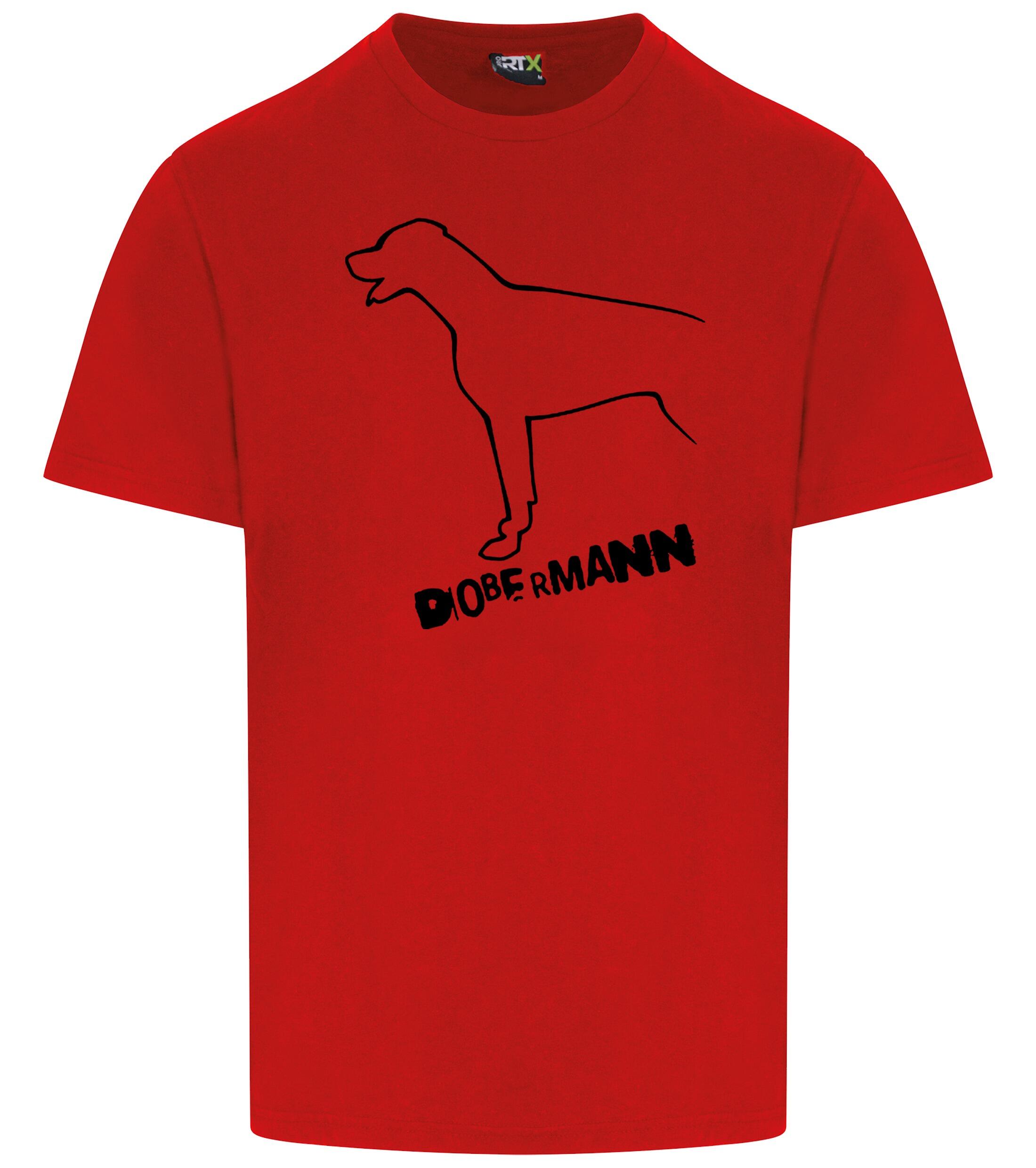 Dobermann (Outline) Unisex Roundneck T-Shirt – Timeless Style for Dobermann Enthusiasts