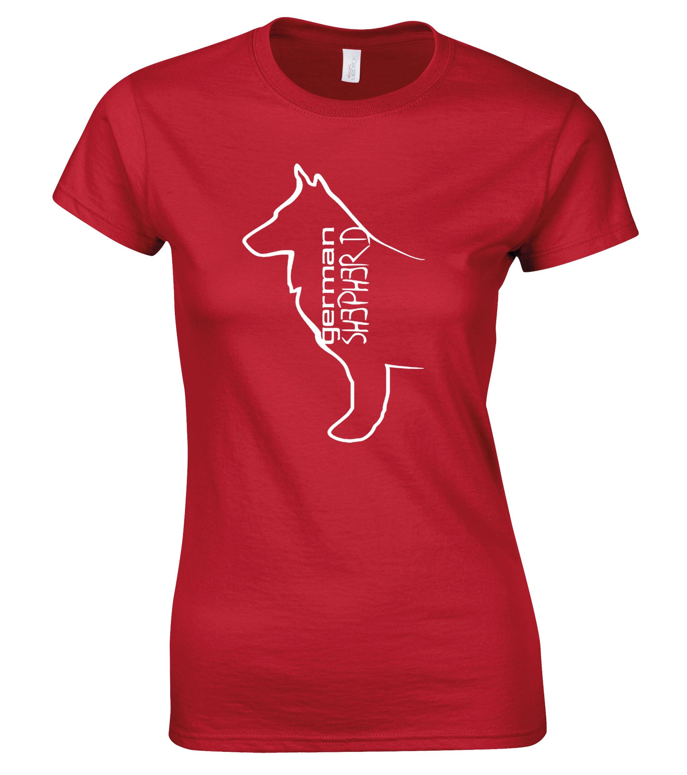 German Shepherd Outline Female Roundneck T-shirt – Style for Every Shepherd Enthusiast