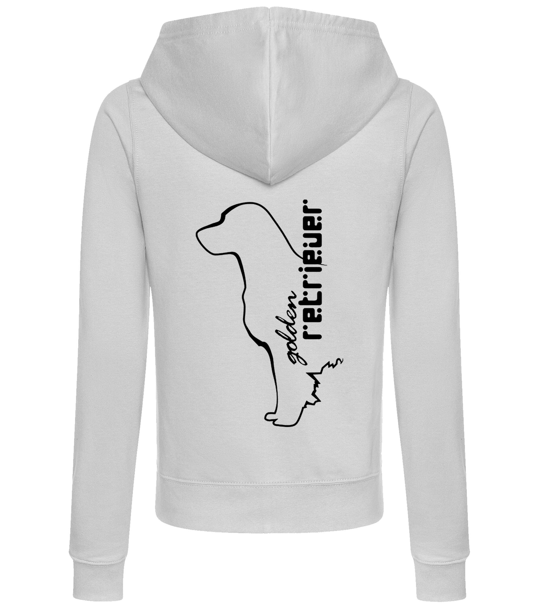 Women’s zipped hoodie featuring an exclusive Golden Retriever design, crafted from soft, breathable fabric with a flattering fit, cozy hood, and convenient full-zip closure, perfect for Golden Retriever enthusiasts.